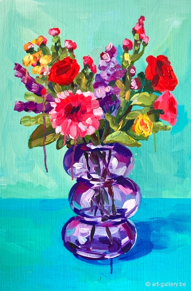 DE VLIEGHER Alice - Flowers in purple vase